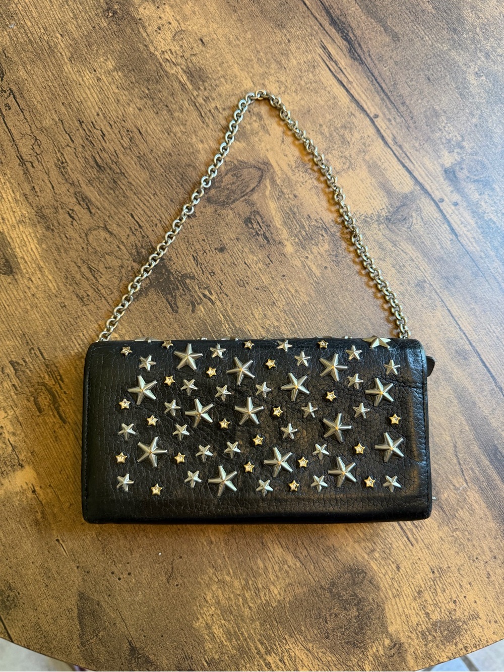 Jimmy Choo Black Star-Studded Wallet on Chain - Picture 5 of 7